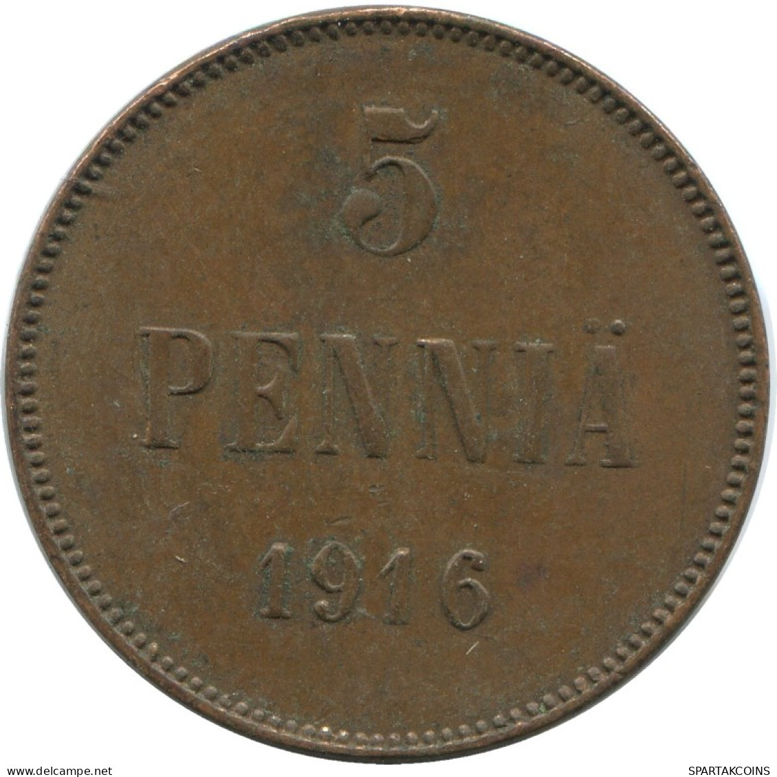 5 PENNIA 1916 FINLANDIA FINLAND Moneda RUSIA RUSSIA EMPIRE #AB235.5.E.A - Finland