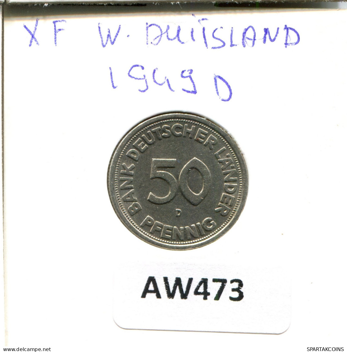 50 PFENNIG 1949 D ALEMANIA Moneda GERMANY #AW473.E.A - 50 Pfennig