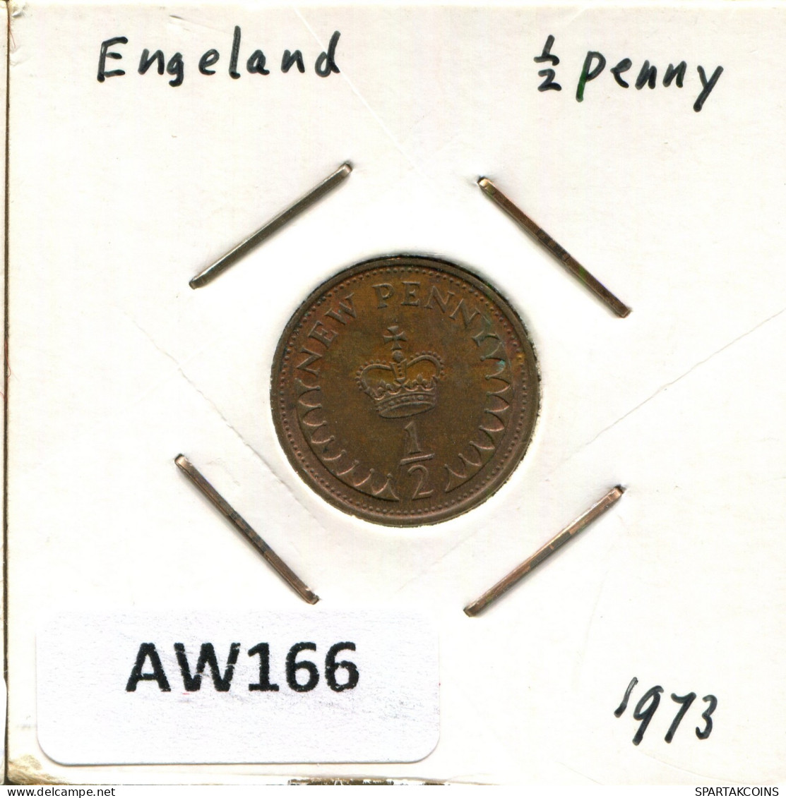 HALF PENNY 1973 UK GROßBRITANNIEN GREAT BRITAIN Münze #AW166.D.A - 1/2 Penny & 1/2 New Penny