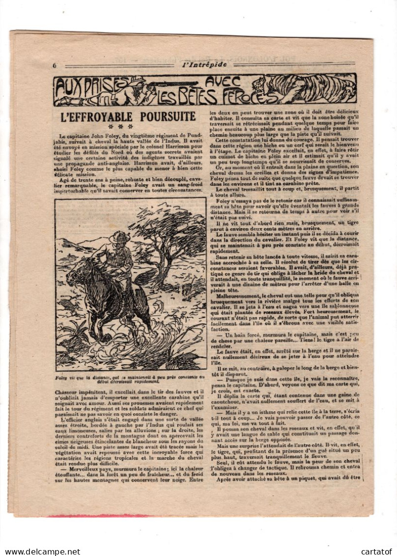 Revue  L'INTREPIDE . N°1188 Mai 1933 . L'EFFROYABLE POURSUITE - Autres & Non Classés