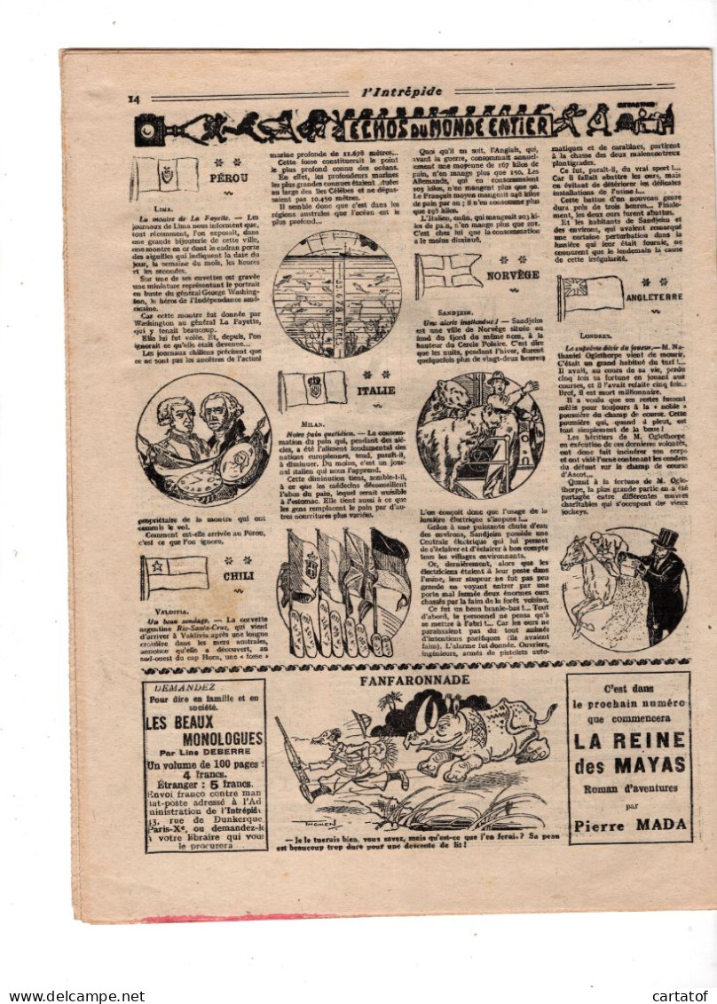 Revue  L'INTREPIDE . N°1188 Mai 1933 . L'EFFROYABLE POURSUITE