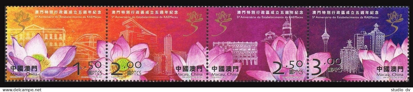 Macao 1156 Ad Strip, MNH. Establishment Of Special Administrative District,2004. - Unused Stamps