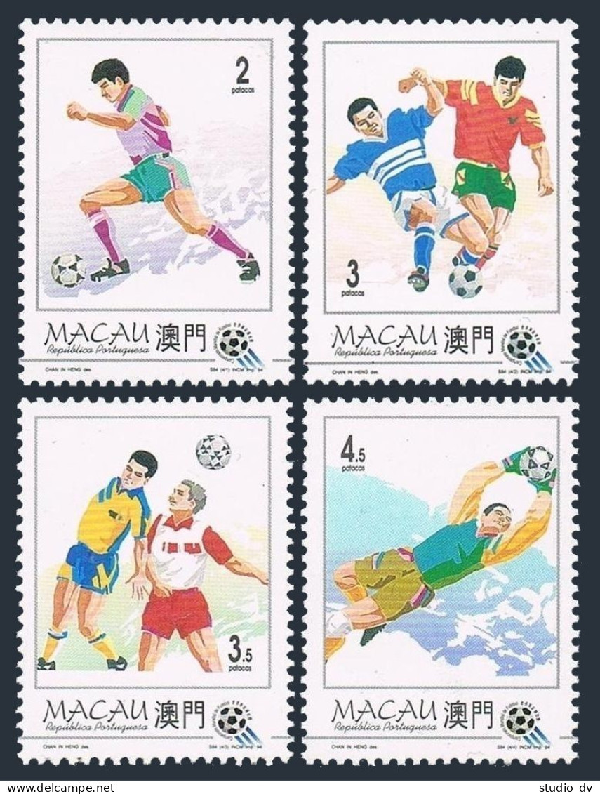 Macao 731-734, 734a Sheet, MNH. Mi 759-762, Bl.27. World Soccer Cup USA-1994. - Ongebruikt