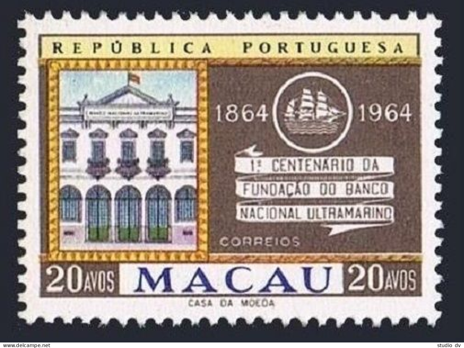 Macao 401, MNH. Michel 429. National Overseas Bank Of Portugal, Centenary, 1964. - Neufs