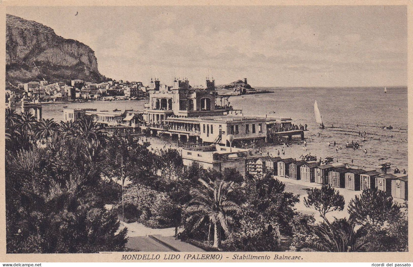 Cartolina Mondello Lido ( Palermo ) Stabilimento Balneare - Palermo