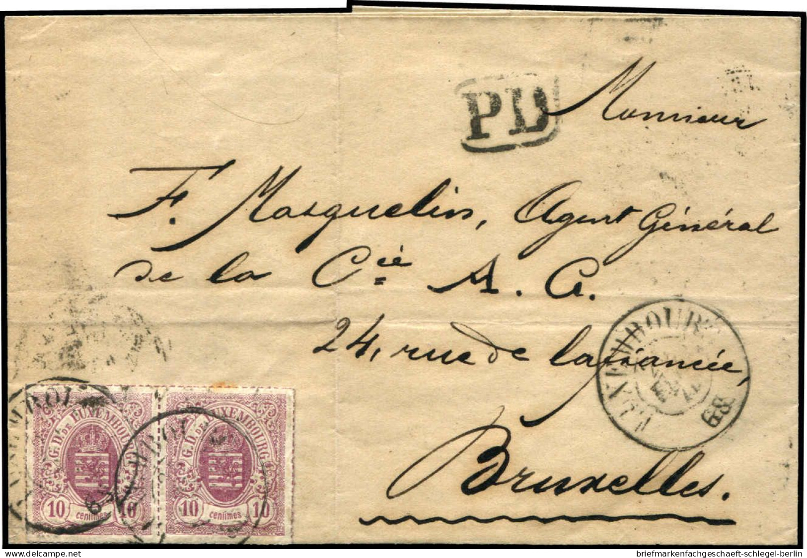 Luxemburg, 1870, 17 A (2), Brief - Sonstige & Ohne Zuordnung