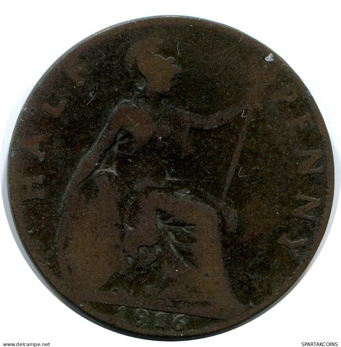 HALF PENNY 1916 UK GRANDE-BRETAGNE GREAT BRITAIN Pièce #AZ657.F.A - C. 1/2 Penny