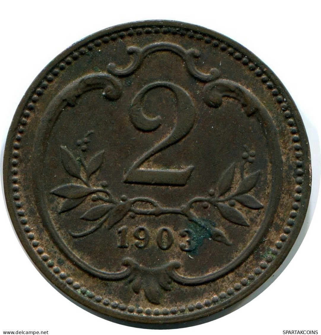 2 PFENNIG 1903 AUSTRIA Coin #AW951.U.A - Oostenrijk
