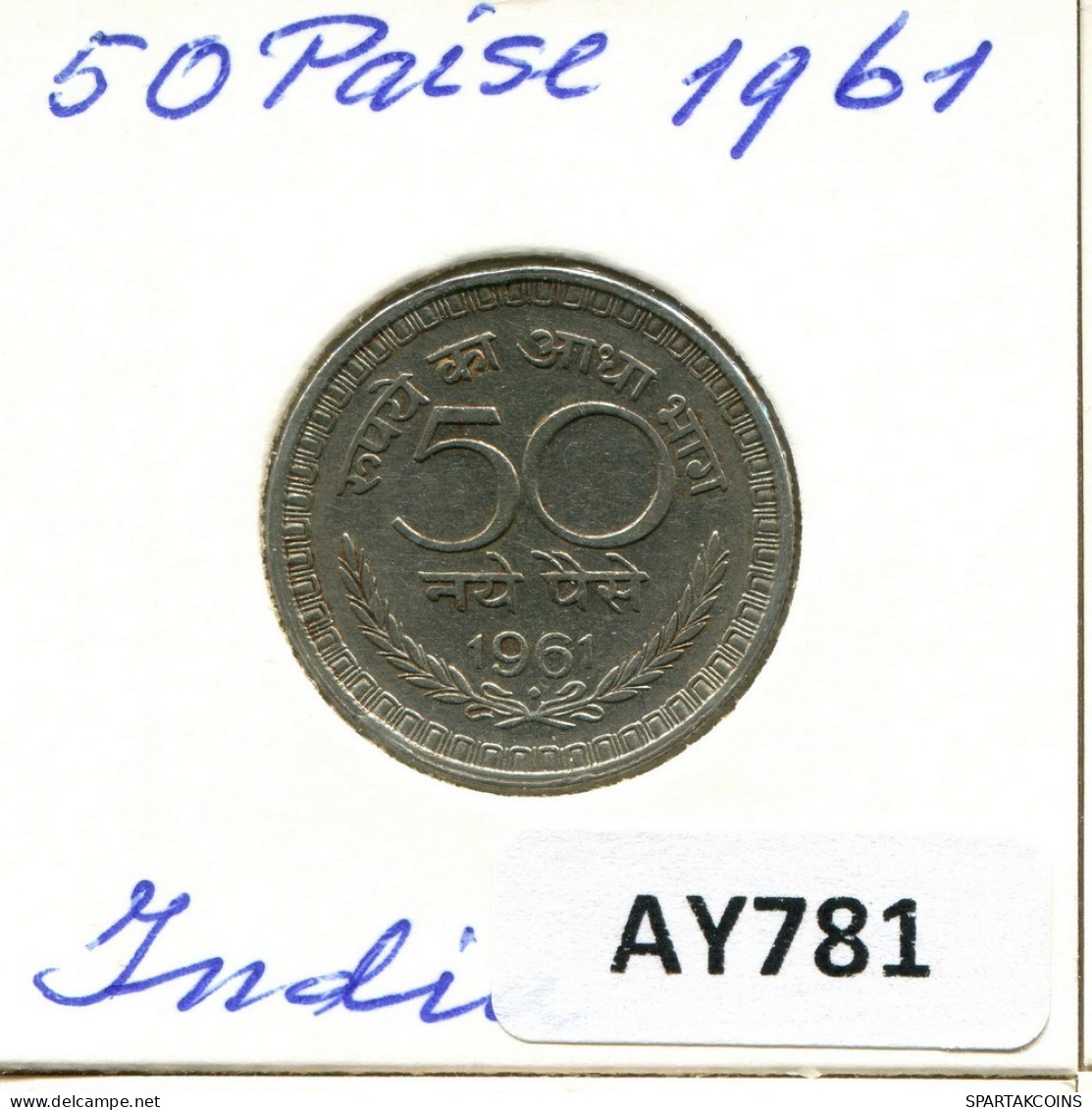 50 PAISE 1961 INDIA Coin #AY781.U.A - India