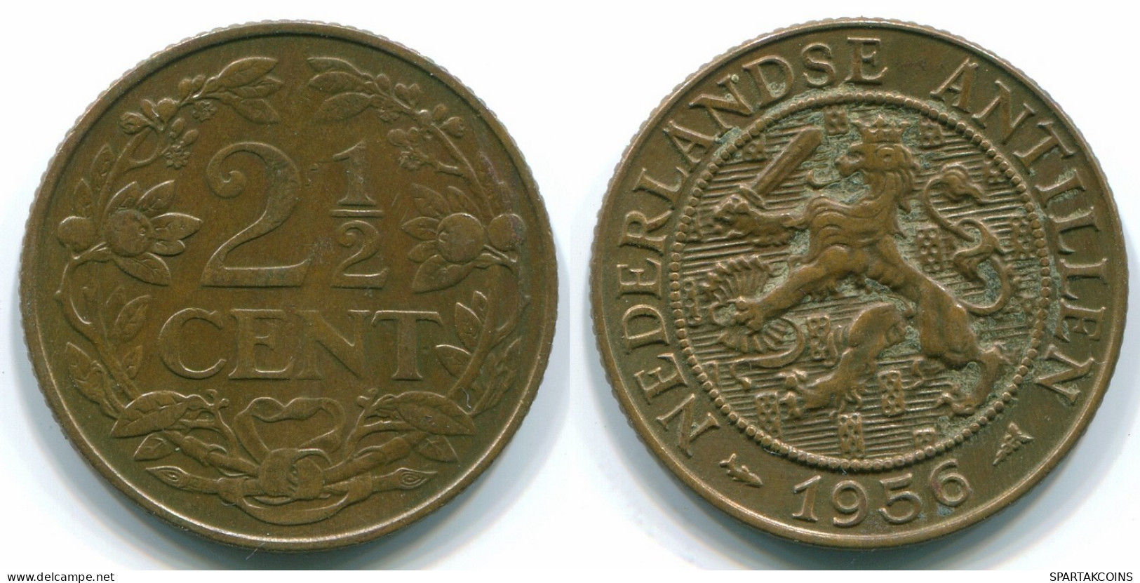 2 1/2 CENT 1956 CURACAO NIEDERLANDE Bronze Koloniale Münze #S10175.D.A - Curaçao