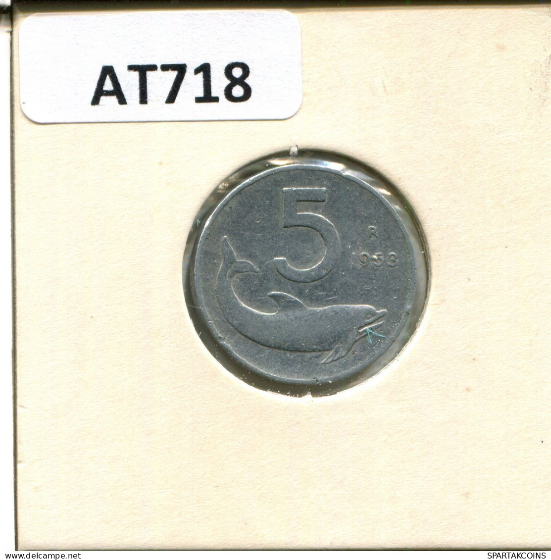 5 LIRE 1953 ITALY Coin #AT718.U.A - 5 Liras