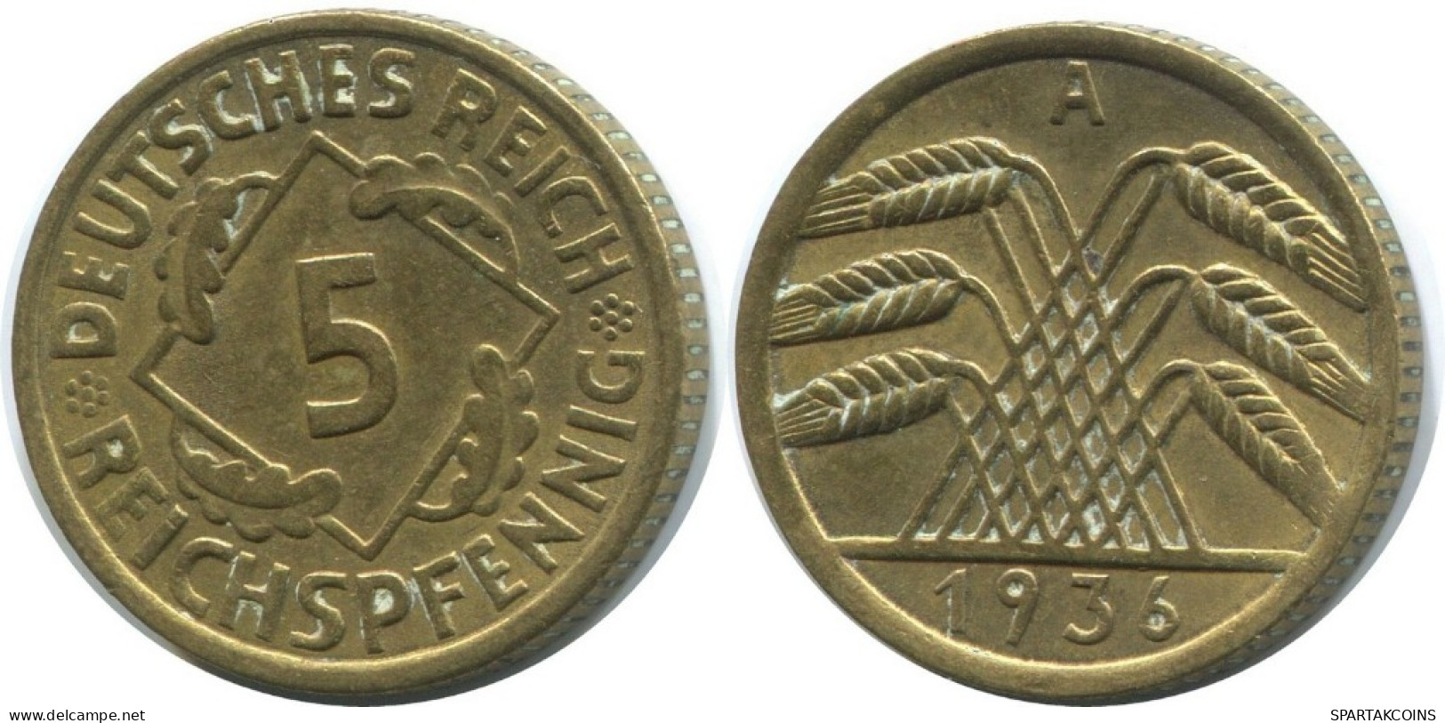 5 REICHSPFENNIG 1936 A ALLEMAGNE Pièce GERMANY #AD822.9.F.A - 5 Reichspfennig