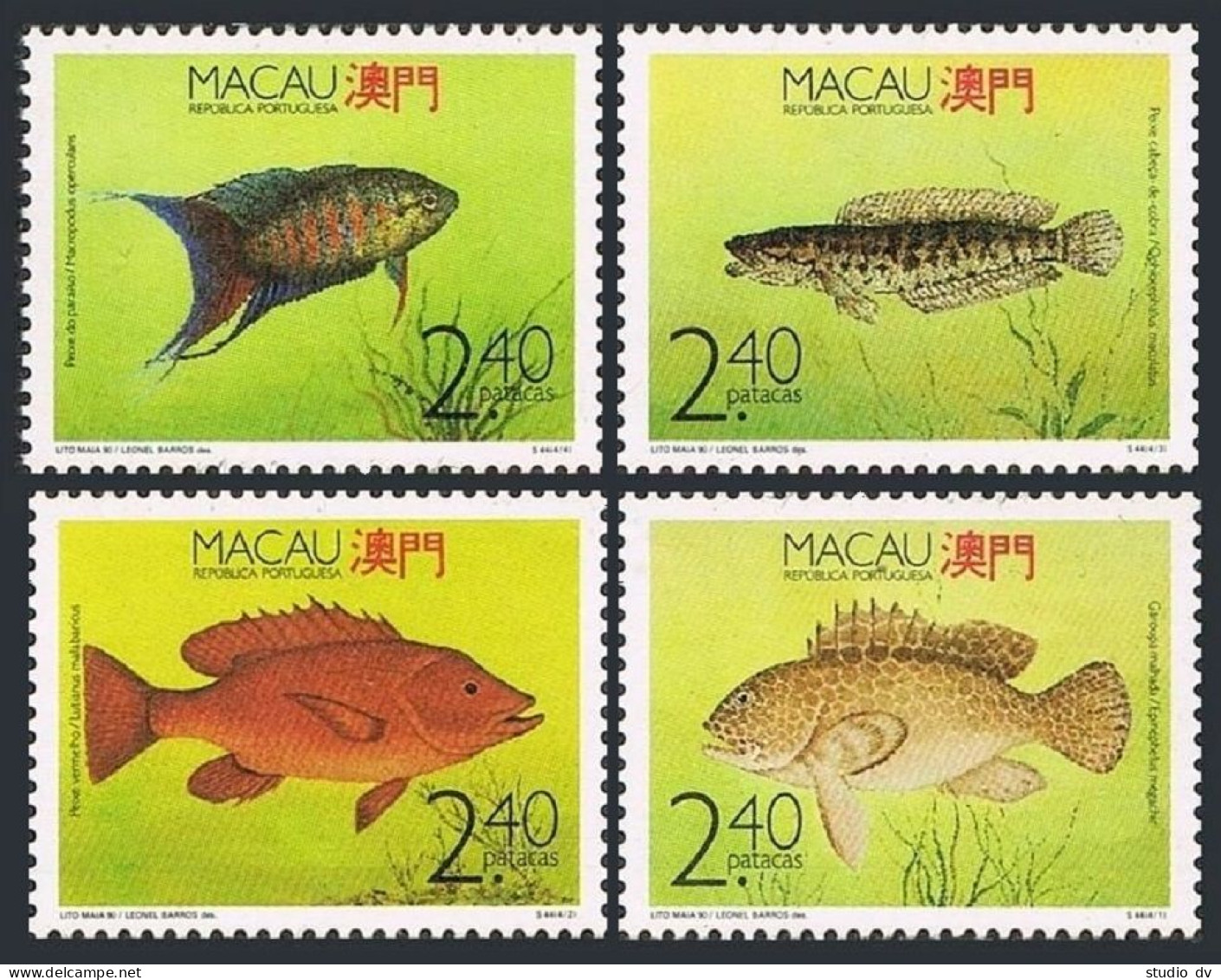 Macao 617-620, MNH. Michel 645-648. Fish 1990. - Nuovi