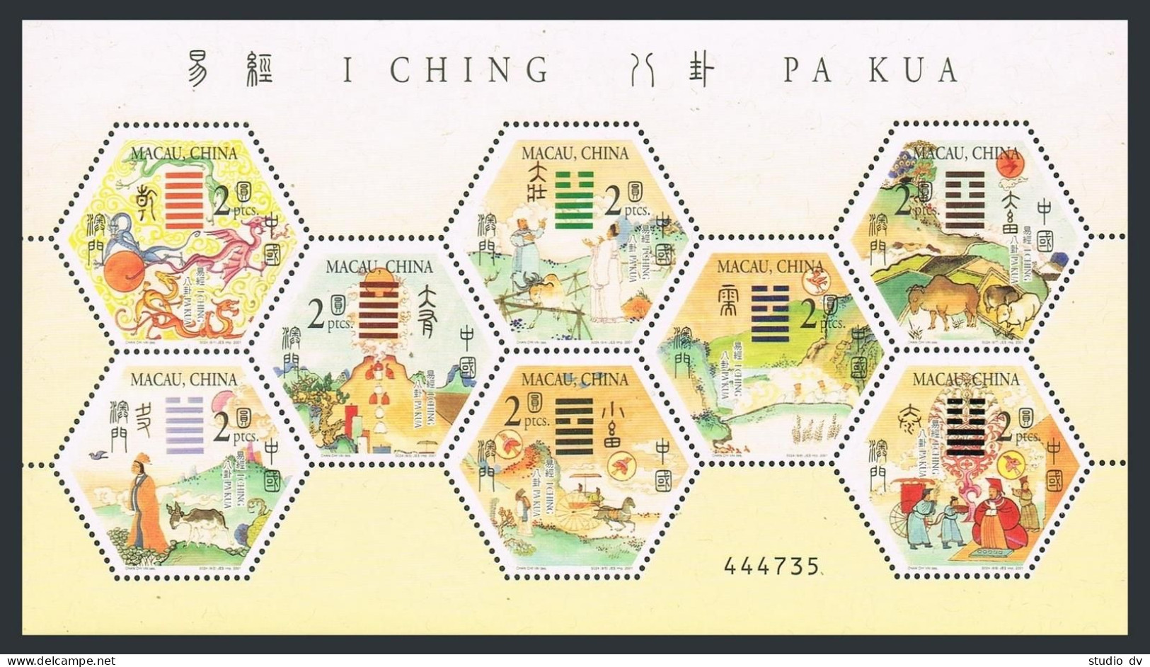 Macao 1080 Ah Sheet, 1081. MNH. I Ching, 2001. Animals. Horses, Birds, Turtle. - Neufs