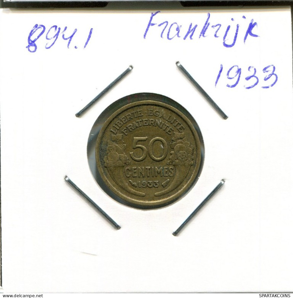 50 CENTIMES 1933 FRANCIA FRANCE Moneda #AN212.E.A - 50 Centimes