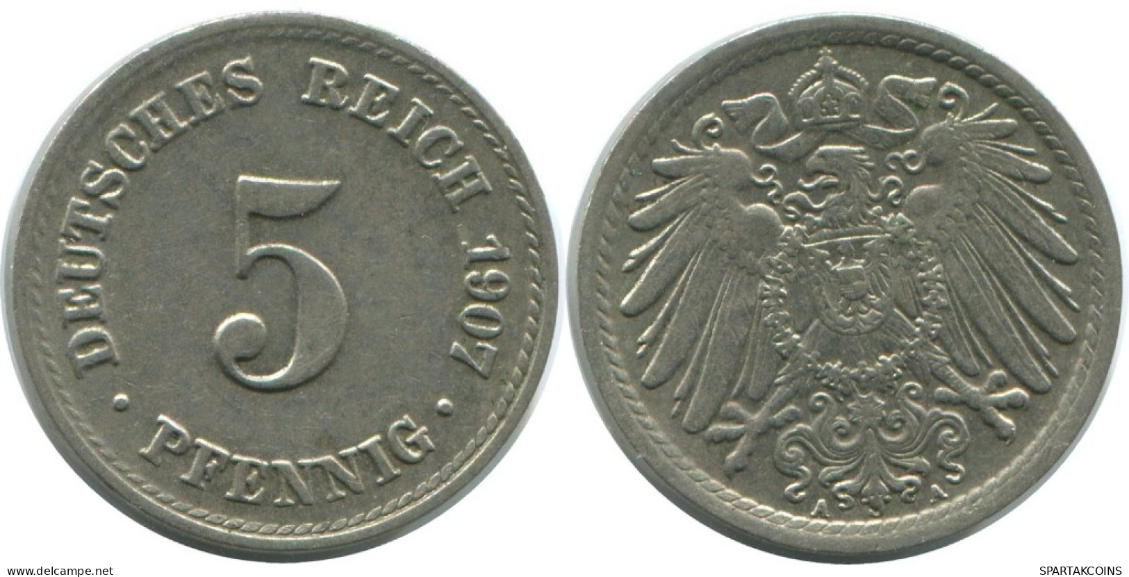 5 PFENNIG 1907 A ALLEMAGNE Pièce GERMANY #AE614.F.A - 5 Pfennig