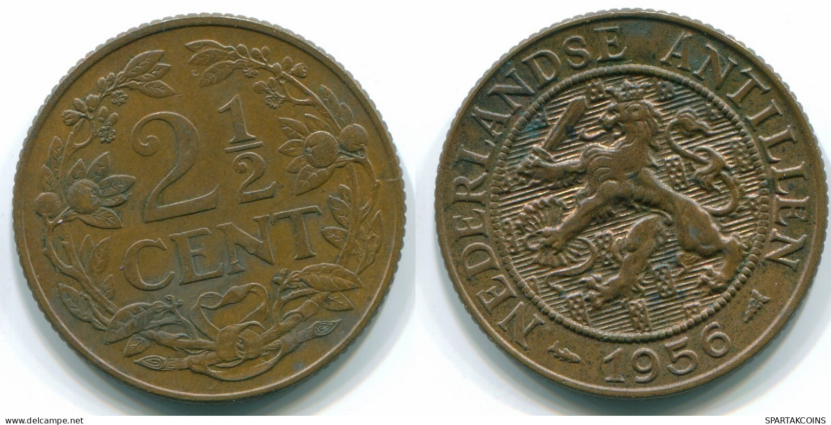 2 1/2 CENT 1956 CURACAO NÉERLANDAIS NETHERLANDS Bronze Colonial Pièce #S10169.F.A - Curaçao