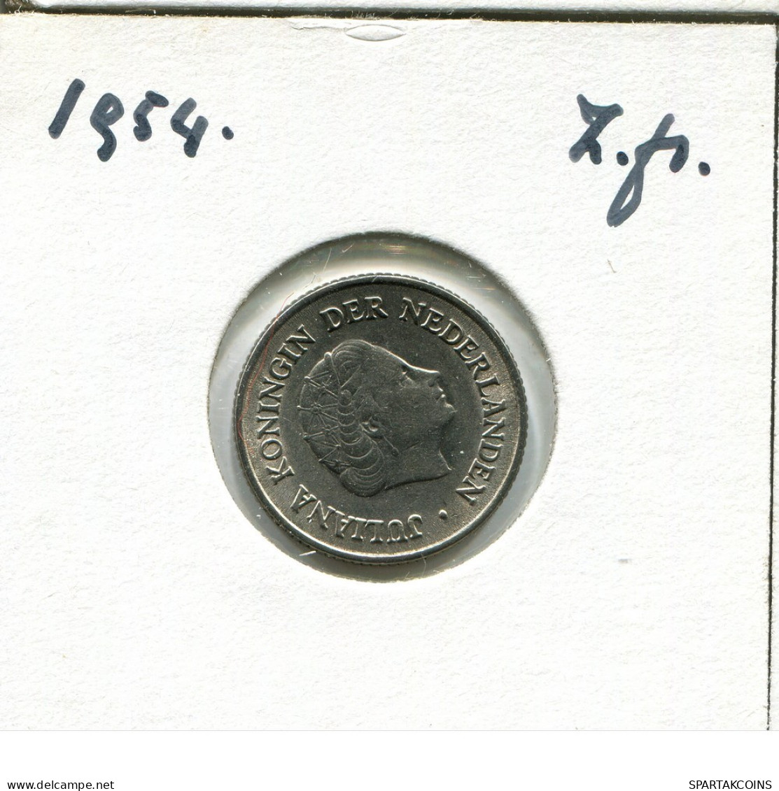 25 CENTS 1954 NEERLANDÉS NETHERLANDS Moneda #AU534.E.A - 1948-1980 : Juliana