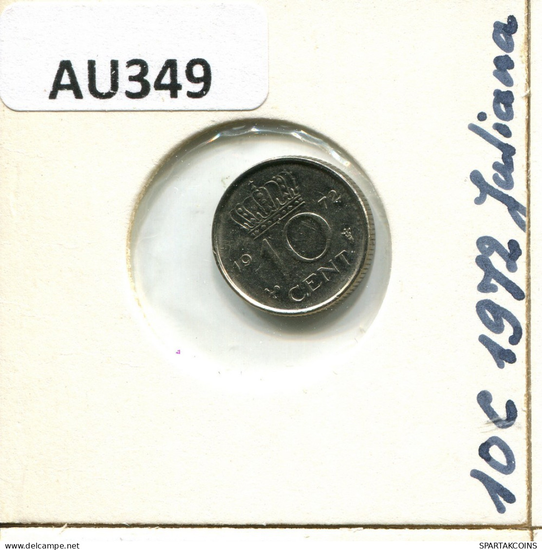 10 CENT 1972 NEERLANDÉS NETHERLANDS Moneda #AU349.E.A - 1948-1980: Juliana