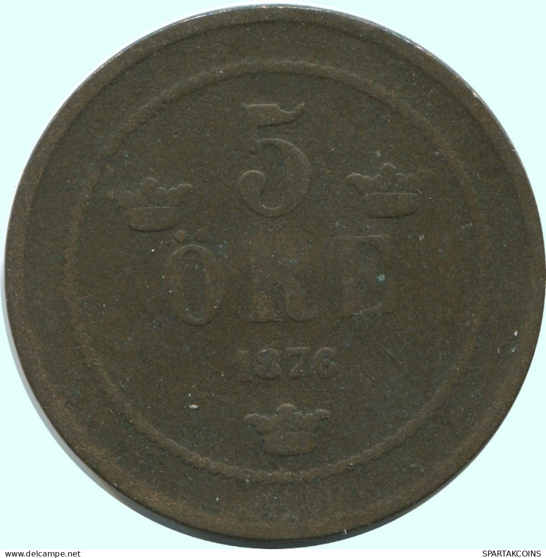 5 ORE 1876 SCHWEDEN SWEDEN Münze #AC583.2.D.A - Sweden