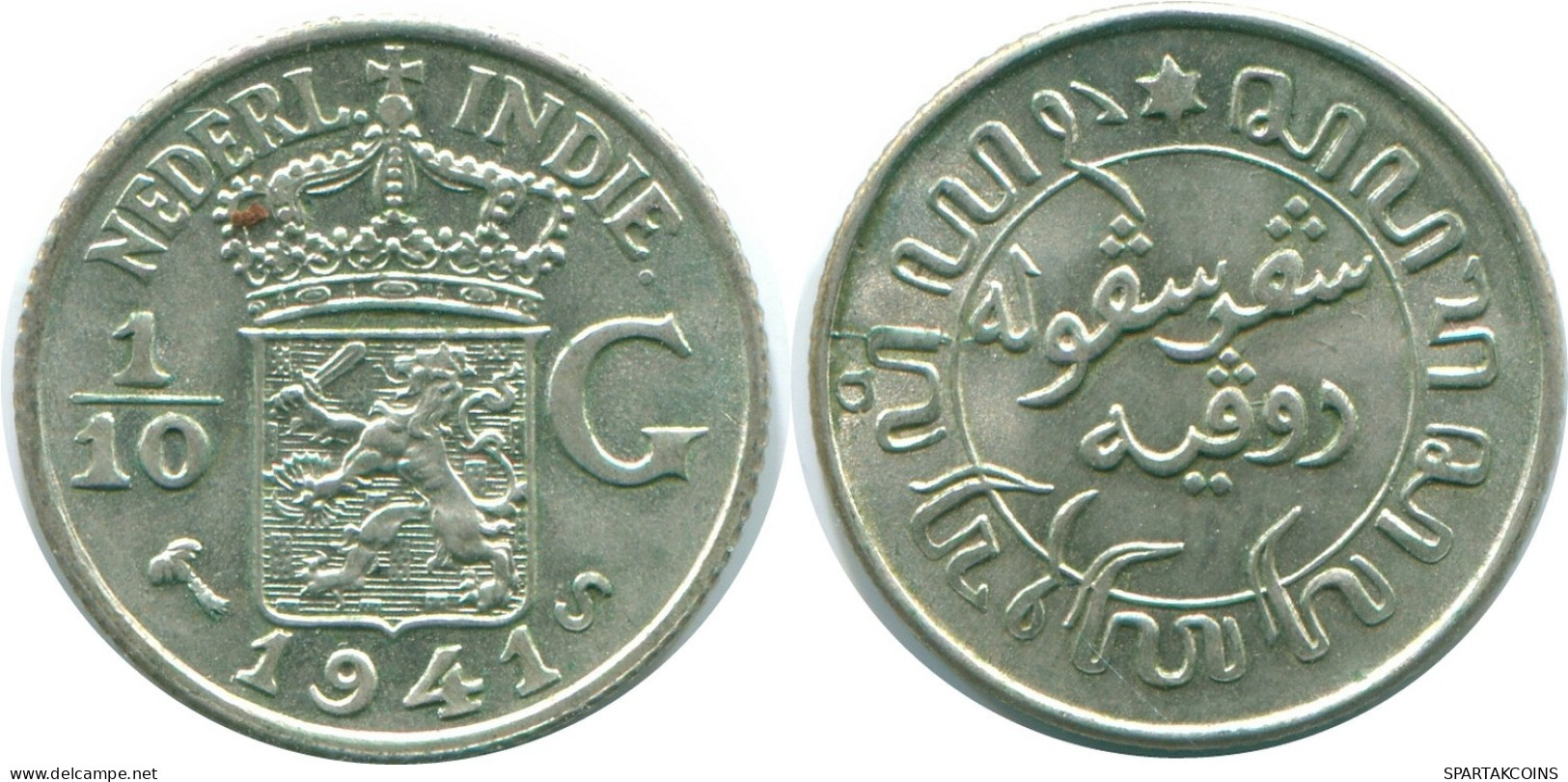 1/10 GULDEN 1941 S NIEDERLANDE OSTINDIEN SILBER Koloniale Münze #NL13684.3.D.A - Niederländisch-Indien
