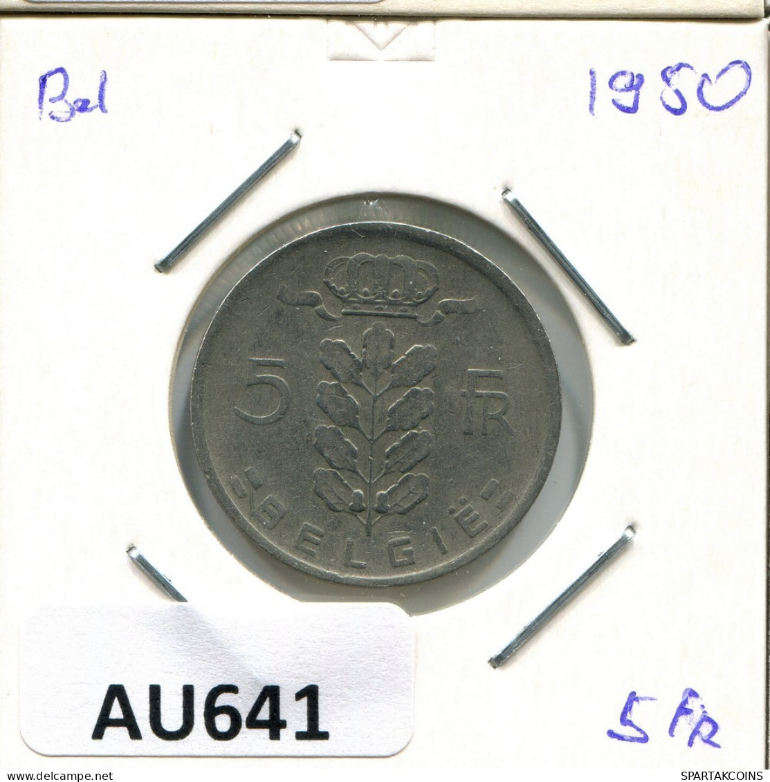 5 FRANCS 1950 DUTCH Text BÉLGICA BELGIUM Moneda #AU641.E.A - 5 Francs