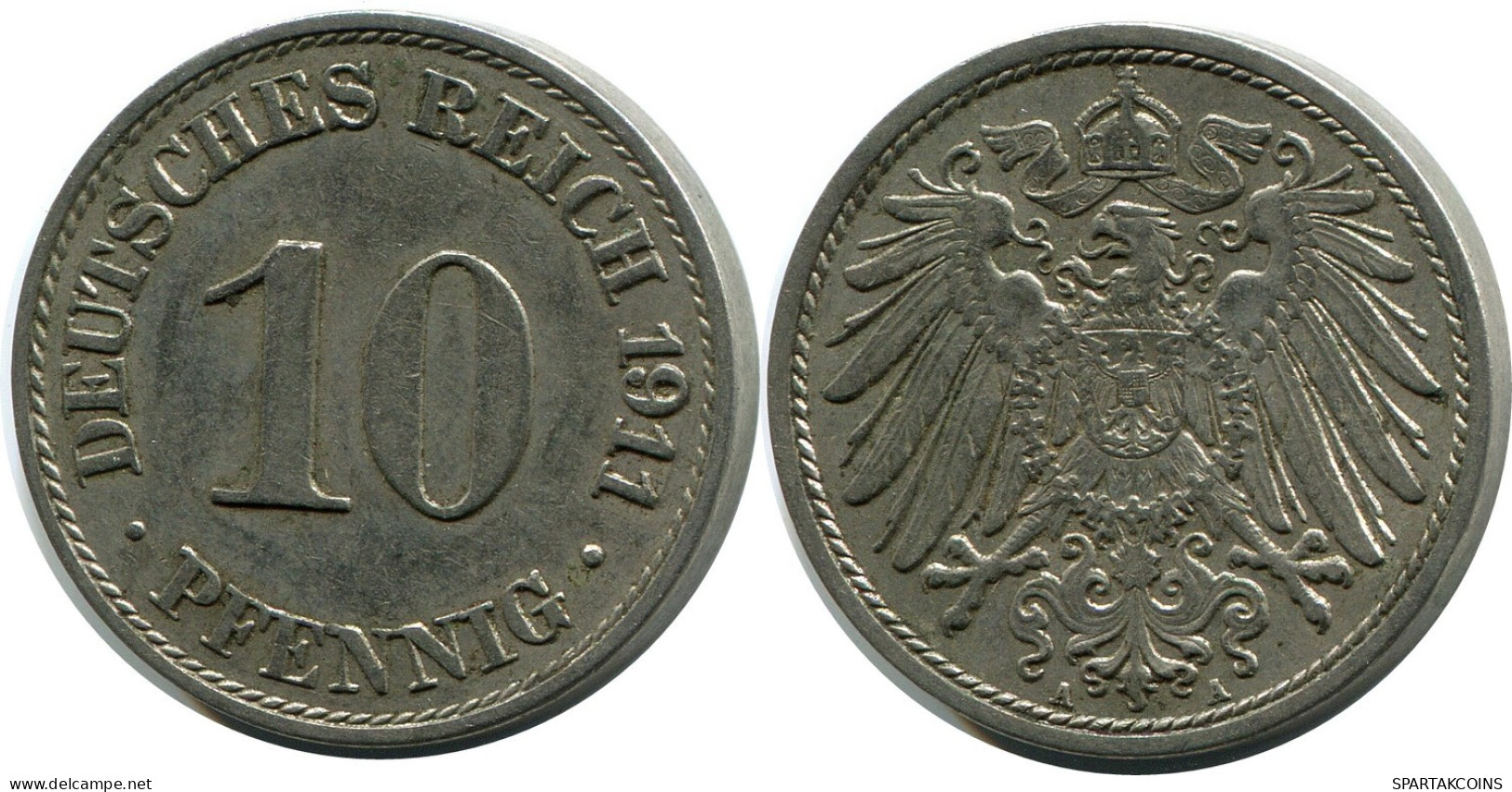 10 PFENNIG 1911 A ALLEMAGNE Pièce GERMANY #DB259.F.A - 10 Pfennig