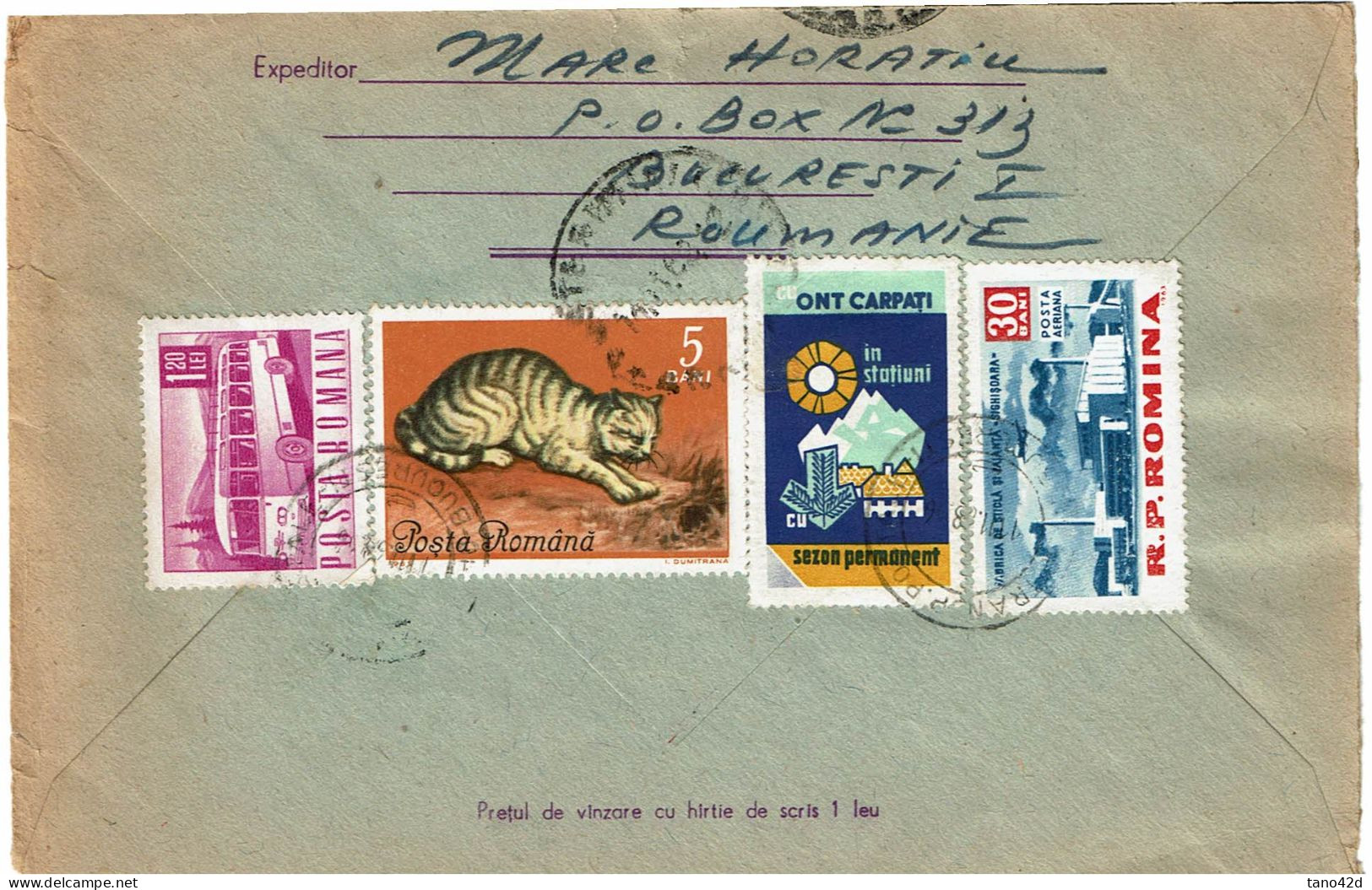 PP15 - ROUMANIE EP ENVELOPPE ILLUSTREE BUCURESTI / RIMINI (IT) 11/11/1968 - Postal Stationery