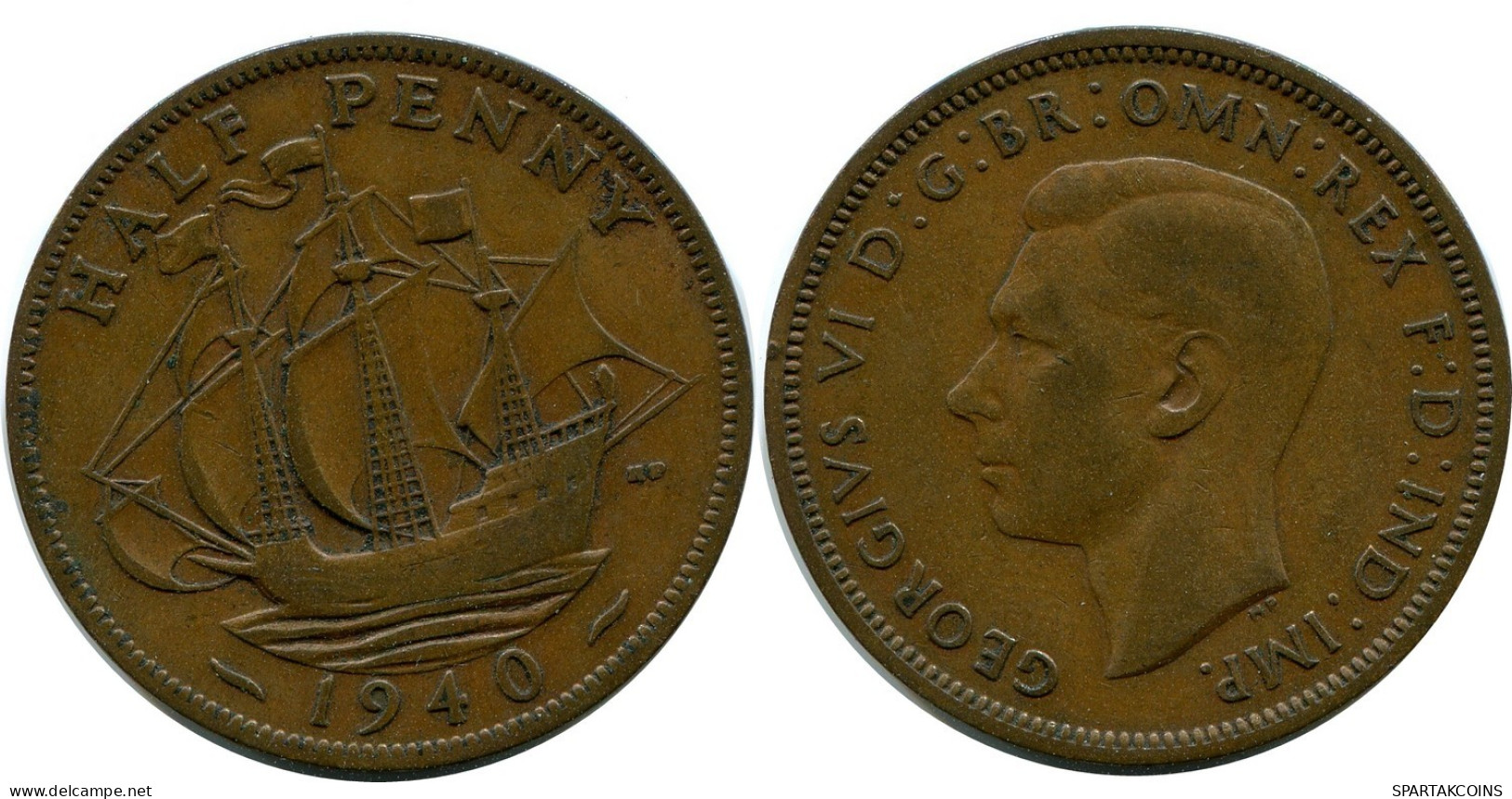 HALF PENNY 1940 UK GREAT BRITAIN Coin #BA974.U.A - C. 1/2 Penny