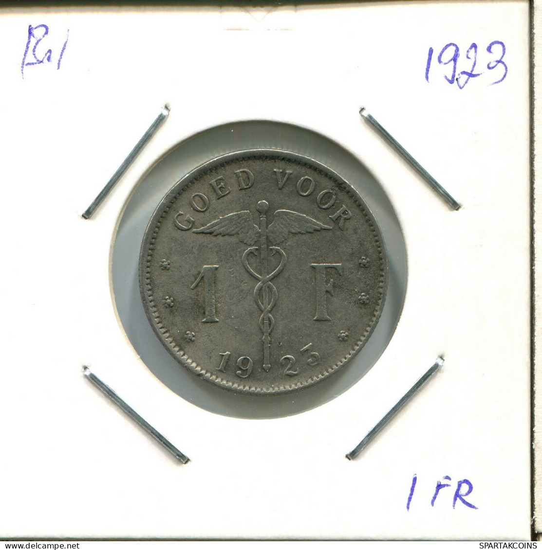 1 FRANC 1923 DUTCH Text BELGIEN BELGIUM Münze #AU613.D.A - 1 Franco