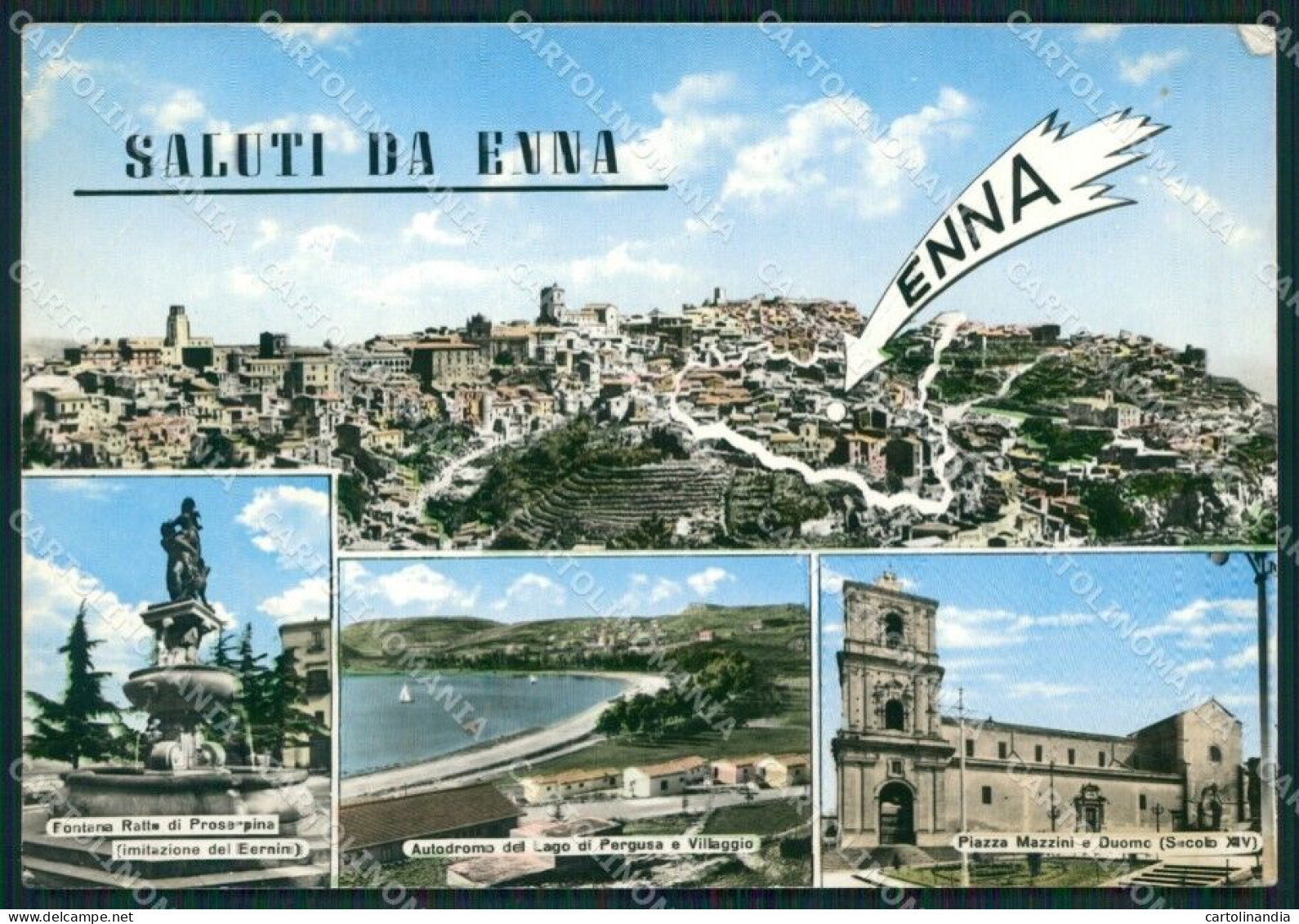 Enna Città Saluti Da PIEGHINA Foto FG Cartolina ZKM7698 - Enna