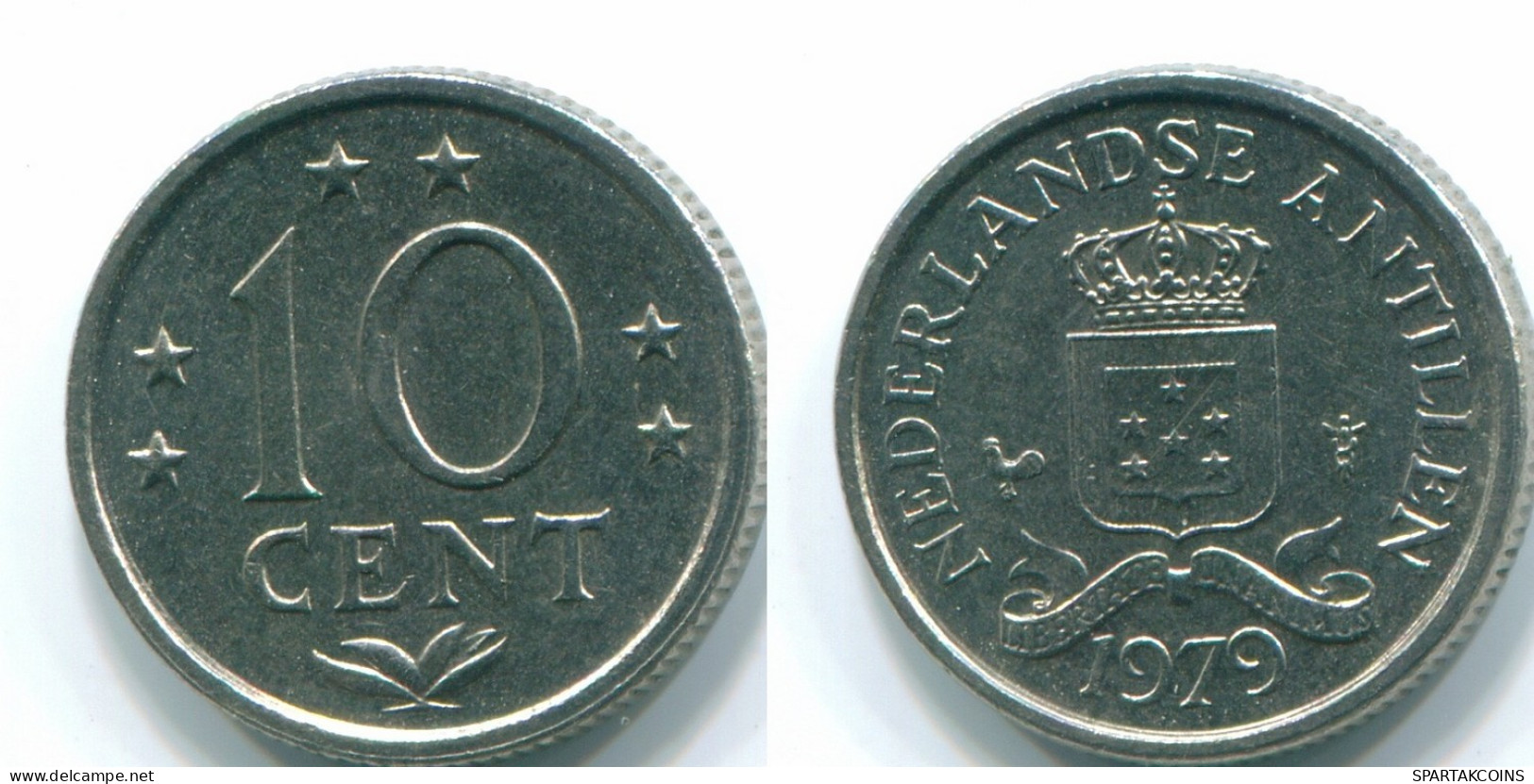 10 CENTS 1979 NETHERLANDS ANTILLES Nickel Colonial Coin #S13592.U.A - Nederlandse Antillen