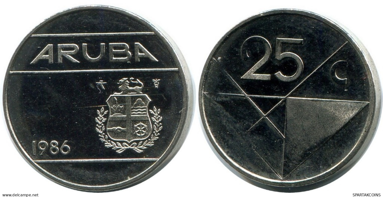 25 CENTS 1986 ARUBA Moneda (From BU Mint Set) #AH071.E.A - Aruba