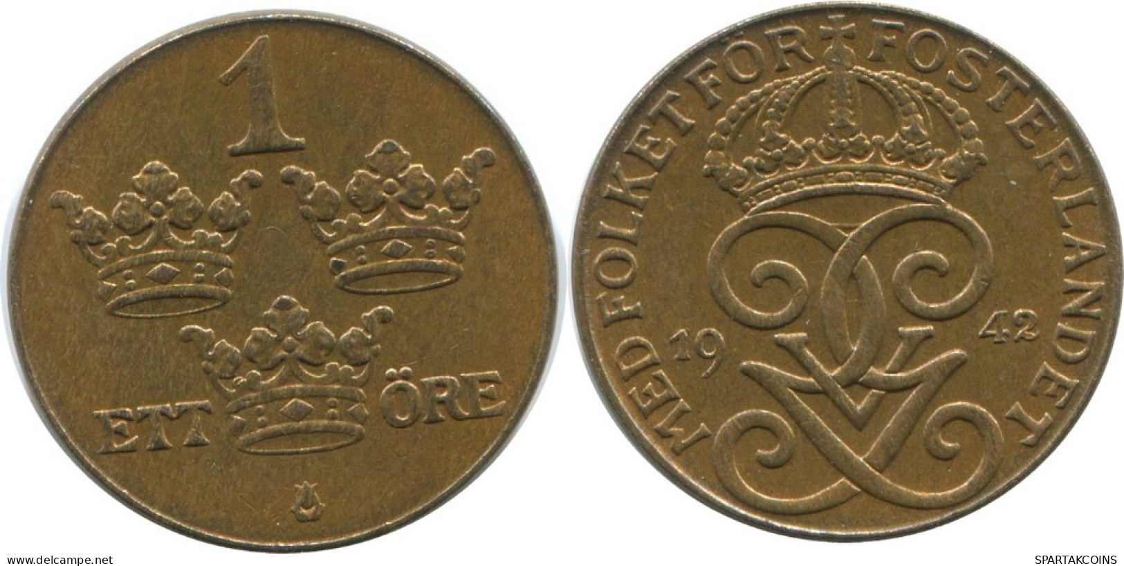 1 ORE 1942 SWEDEN Coin #AD362.2.U.A - Suecia