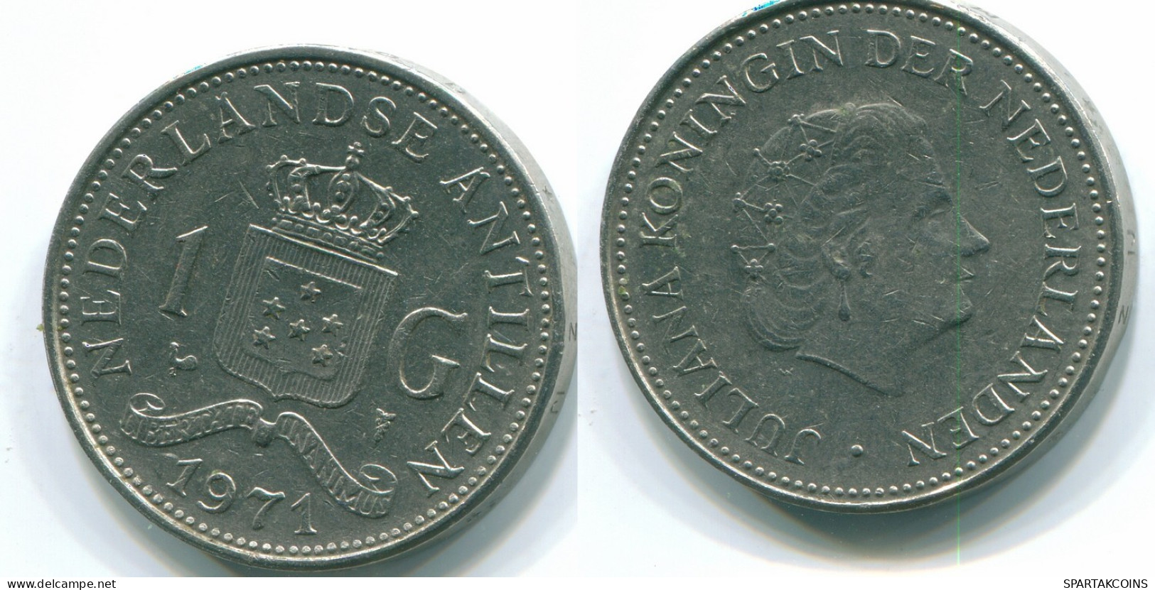 1 GULDEN 1971 ANTILLES NÉERLANDAISES Nickel Colonial Pièce #S11971.F.A - Nederlandse Antillen