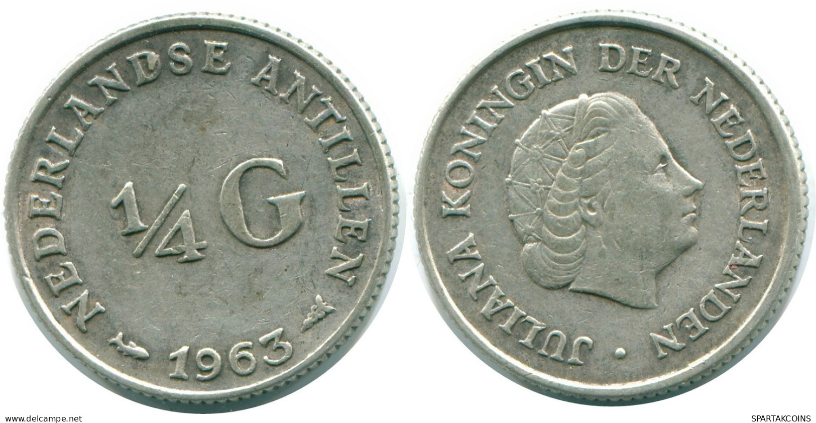 1/4 GULDEN 1962 NIEDERLÄNDISCHE ANTILLEN SILBER Koloniale Münze #NL11181.4.D.A - Nederlandse Antillen