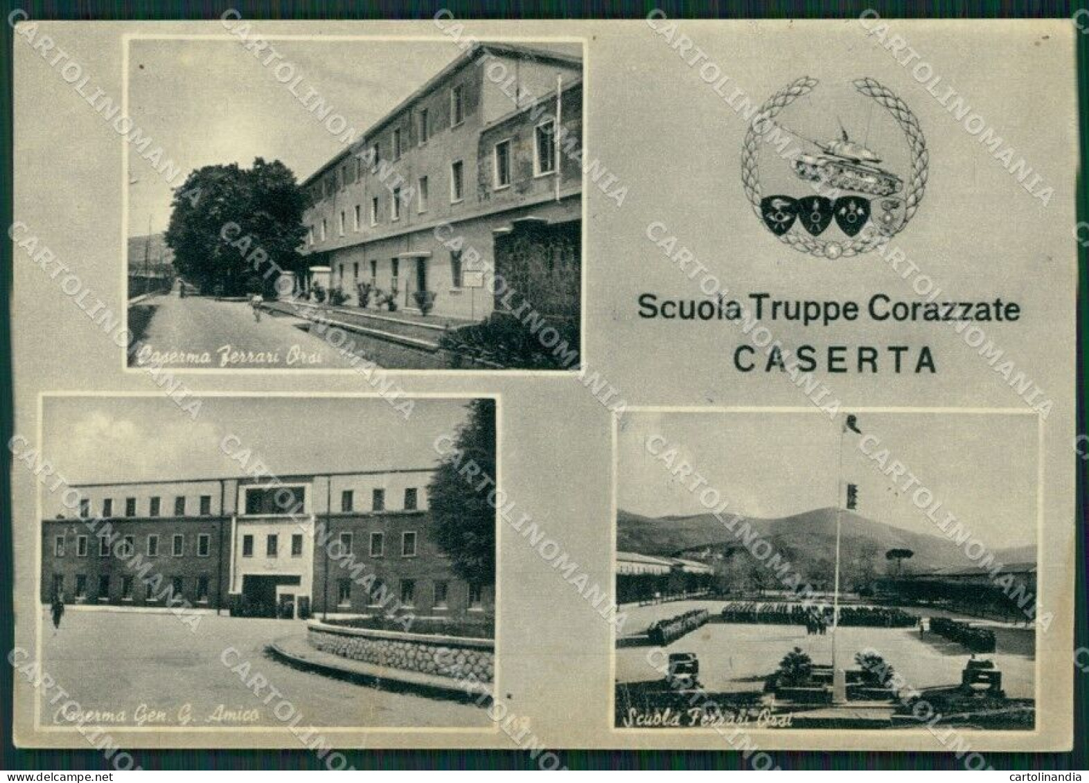 Caserta Città Scuola Truppe Corazzate PIEGHINA TRACCE UMIDO FG Cartolina ZKM6926 - Caserta