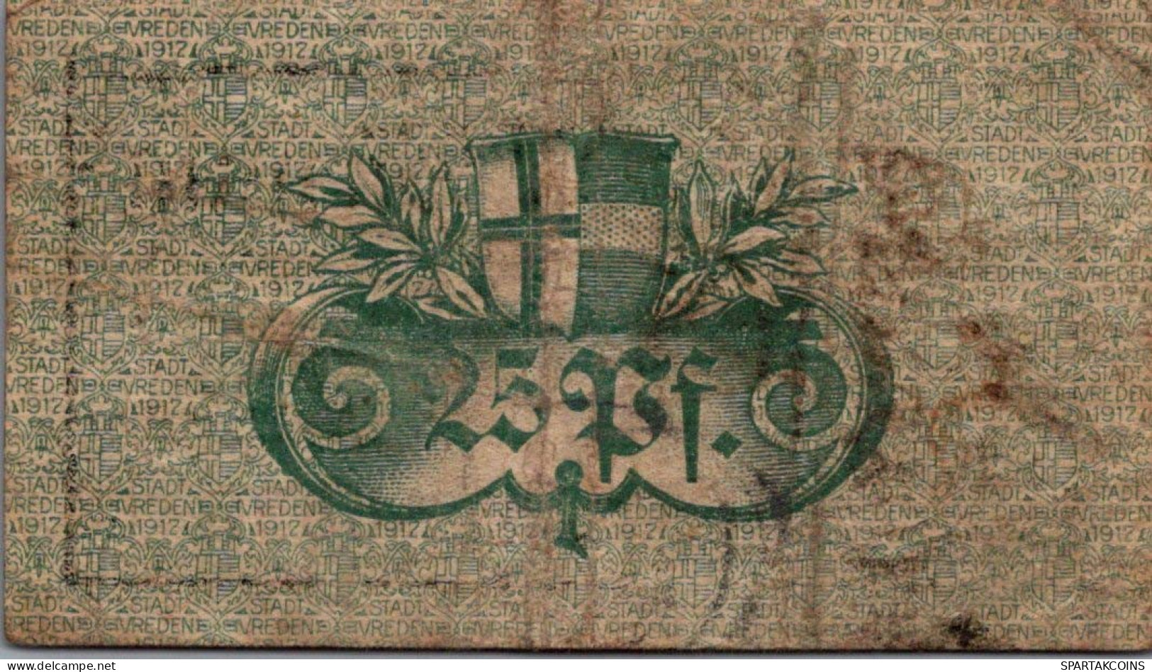 25 PFENNIG 1917 Stadt Vreden Westphalia DEUTSCHLAND Notgeld Banknote #PG115 - [11] Emisiones Locales