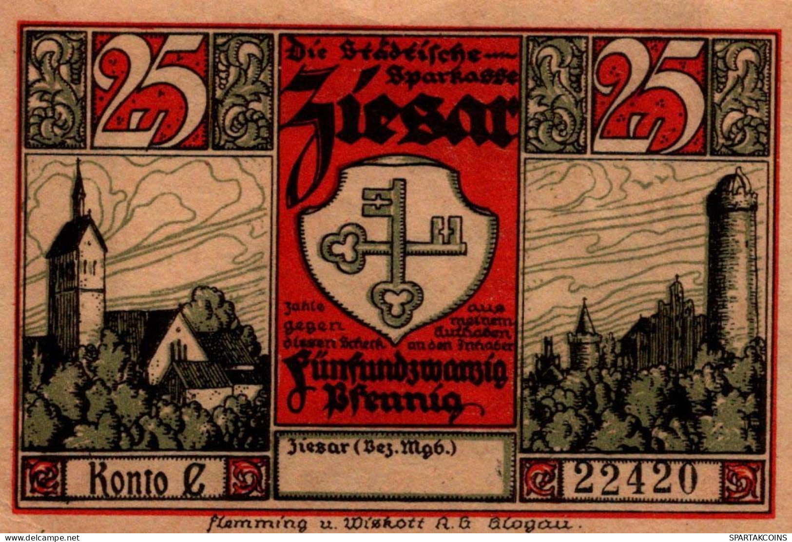25 PFENNIG 1914-1924 Stadt ZIESAR Saxony UNC DEUTSCHLAND Notgeld Banknote #PD394 - [11] Emisiones Locales
