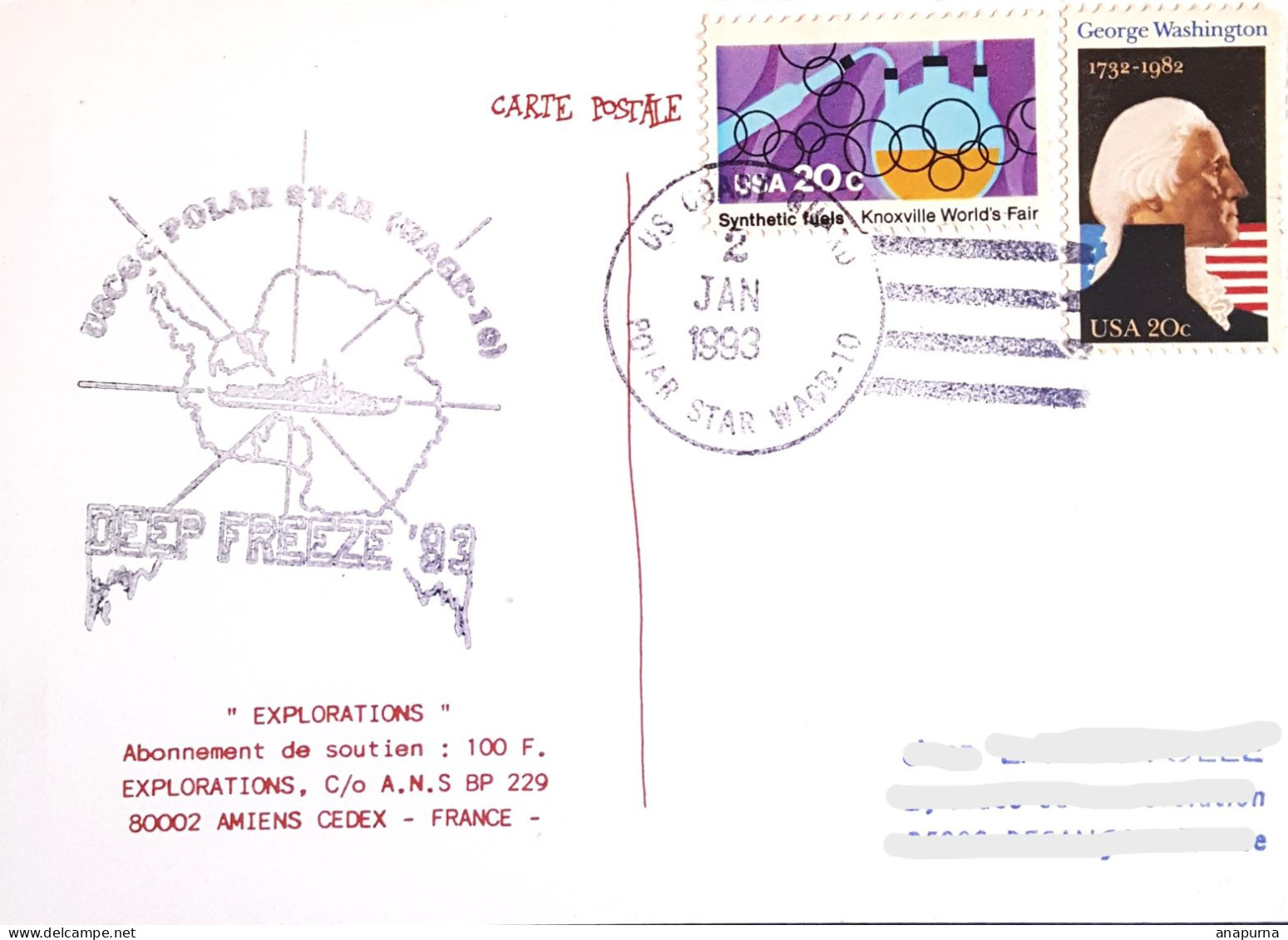 Carte Postale, Posté à Bord Polar Star, Deep Freeze 93, Antarctic, Antarctique, Polaire, Expédition - Research Programs