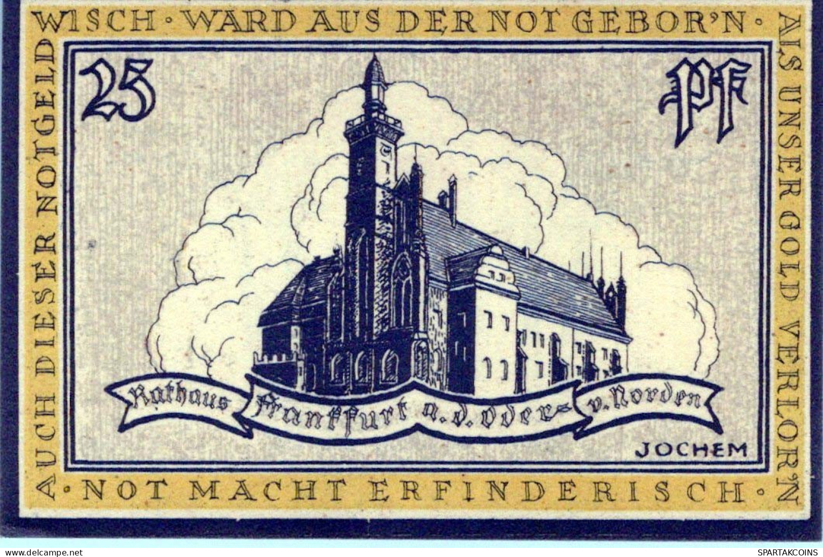 25 PFENNIG 1922 Stadt FRANKFURT AN DER ODER Brandenburg UNC DEUTSCHLAND #PA586 - [11] Emisiones Locales
