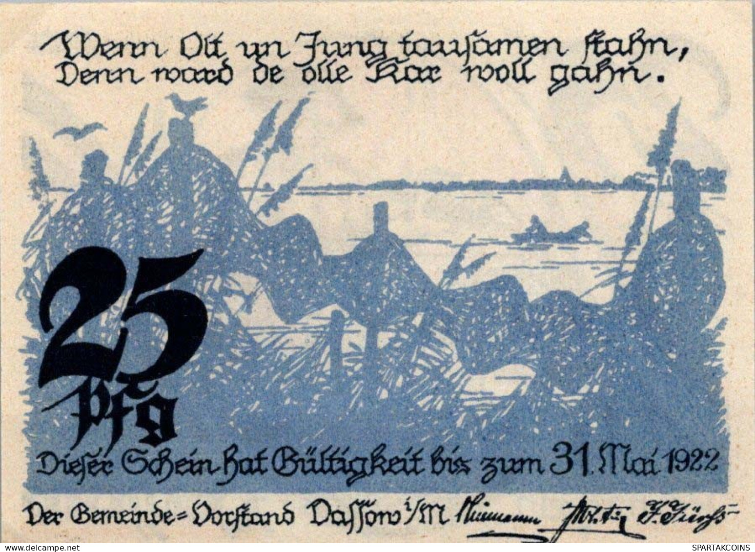 25 PFENNIG 1922 Stadt DASSOW Mecklenburg-Schwerin UNC DEUTSCHLAND Notgeld #PI999 - [11] Emisiones Locales