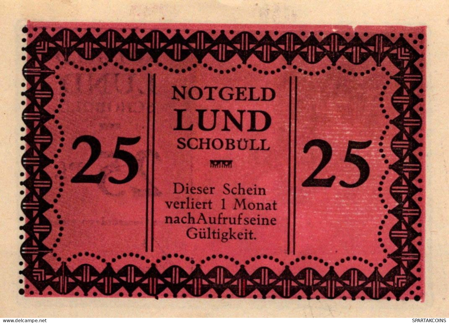 25 PFENNIG 1921/22 LUND-SCHOBÜLL SCHLESWIG HOLSTEIN UNC DEUTSCHLAND #PC671 - [11] Emisiones Locales