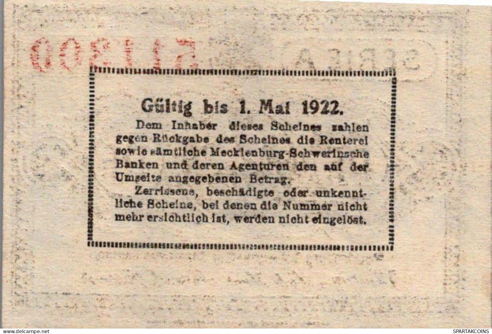 25 PFENNIG 1922 MECKLENBURG-SCHWERIN Mecklenburg-Schwerin DEUTSCHLAND #PF692 - [11] Emisiones Locales
