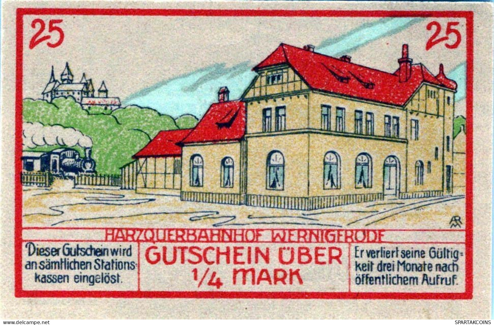 25 PFENNIG 1921 Stadt WERNIGERODE Saxony UNC DEUTSCHLAND Notgeld Banknote #PH208 - [11] Emisiones Locales