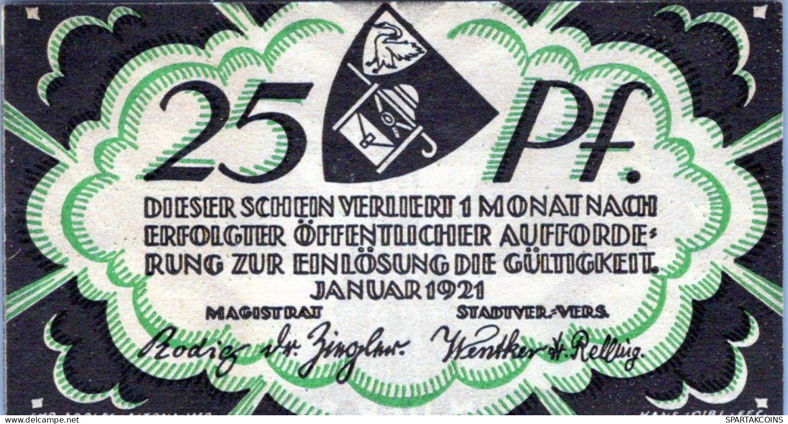 25 PFENNIG 1921 Stadt WANDSBEK Schleswig-Holstein DEUTSCHLAND Notgeld #PG162 - [11] Emisiones Locales