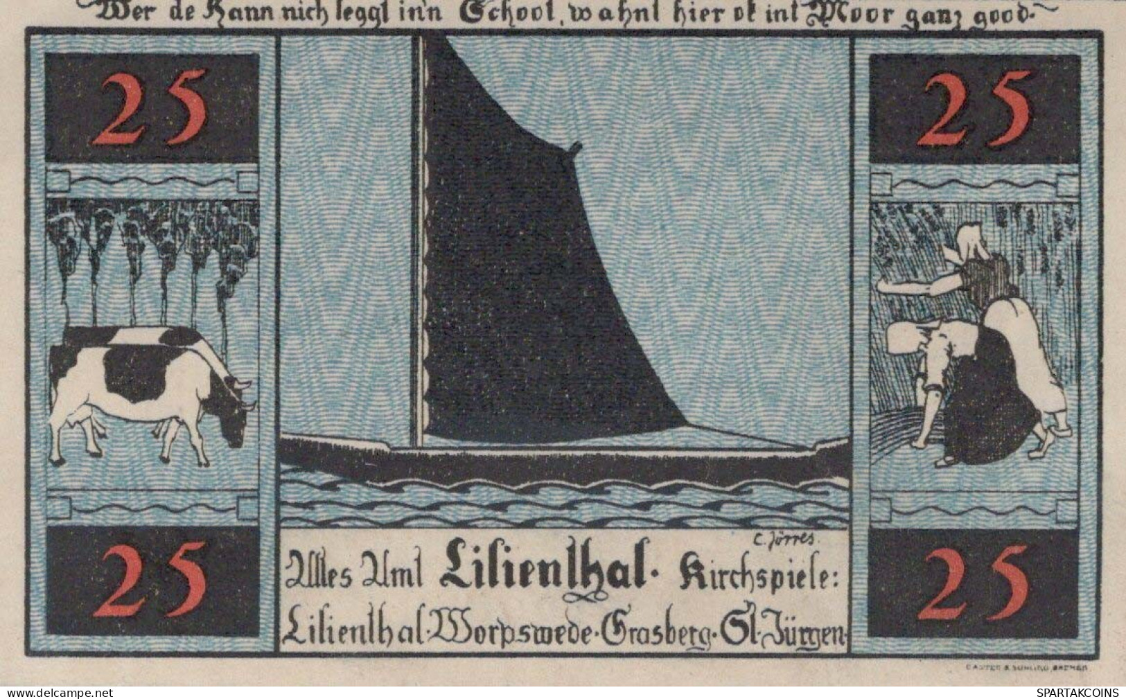 25 PFENNIG 1921 Stadt LILIENTHAL Hanover UNC DEUTSCHLAND Notgeld Banknote #PC230 - [11] Emisiones Locales