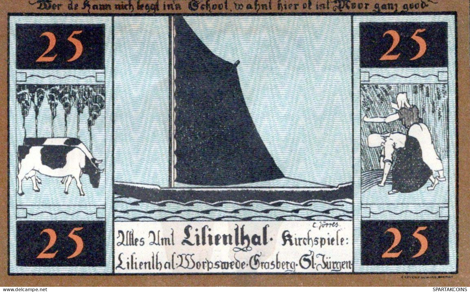 25 PFENNIG 1921 Stadt LILIENTHAL Hanover UNC DEUTSCHLAND Notgeld Banknote #PC232 - [11] Emisiones Locales