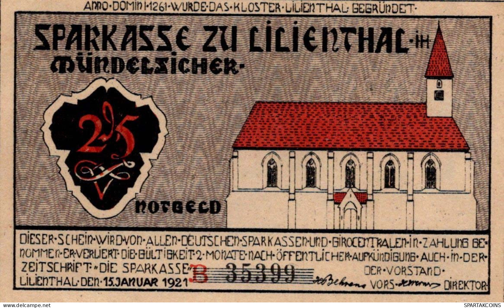 25 PFENNIG 1921 Stadt LILIENTHAL Hanover UNC DEUTSCHLAND Notgeld Banknote #PC229 - [11] Emisiones Locales