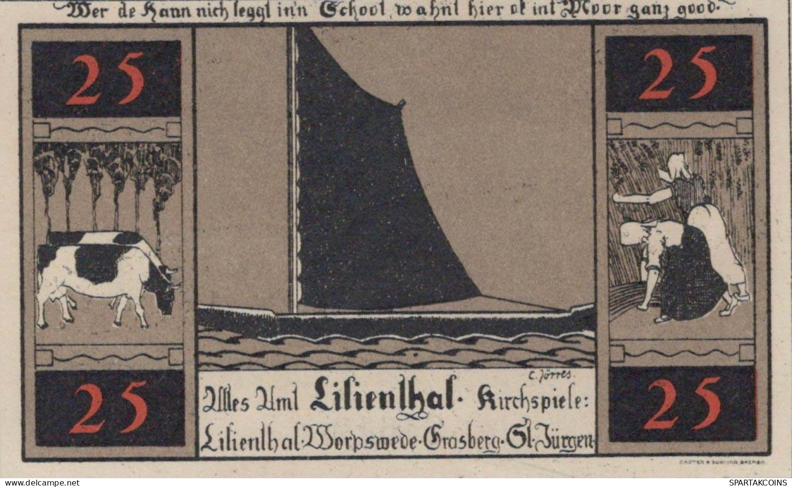 25 PFENNIG 1921 Stadt LILIENTHAL Hanover UNC DEUTSCHLAND Notgeld Banknote #PC226 - [11] Emisiones Locales
